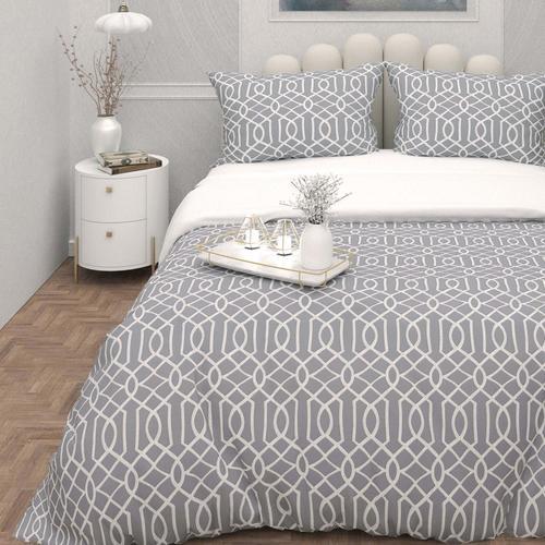 Parure Housse De Couette 3d Microfibre 140x200 Cm Anya Gris, Par Soleil D'ocre