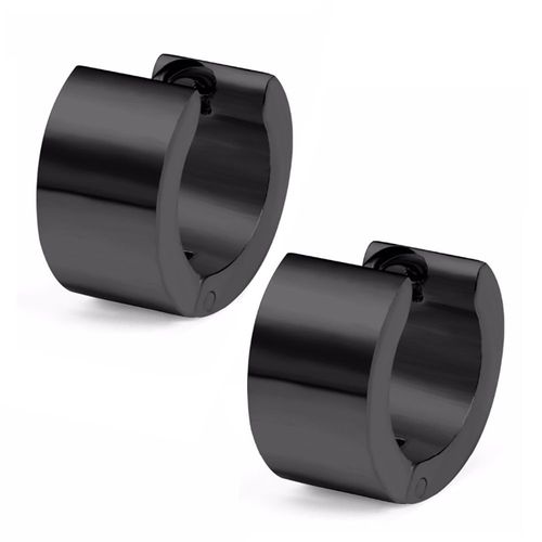 Zense - Boucles D'oreilles Homme En Acier Inoxydable Noir Mate Ze0071