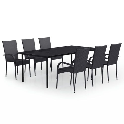 Vidaxl Ensemble De Salle À Manger De Jardin 7 Pcs Noir