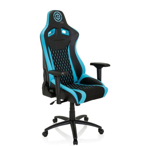 Chaise De Gaming / Chaise De Bureau Gamebreaker Sx 04 Tissu / Similicuir Noir / Turquoise Hjh Office