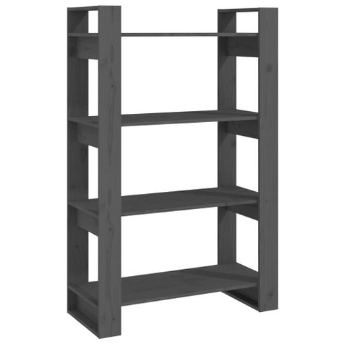 Vidaxl Bibliothèque/Séparateur De Pièce Gris 80x35x125 Cm Pin Solide