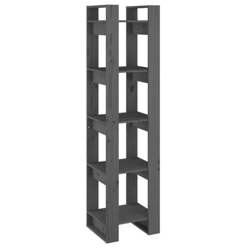 Vidaxl Bibliothèque/Séparateur De Pièce Gris 41x35x160 Cm Pin Solide