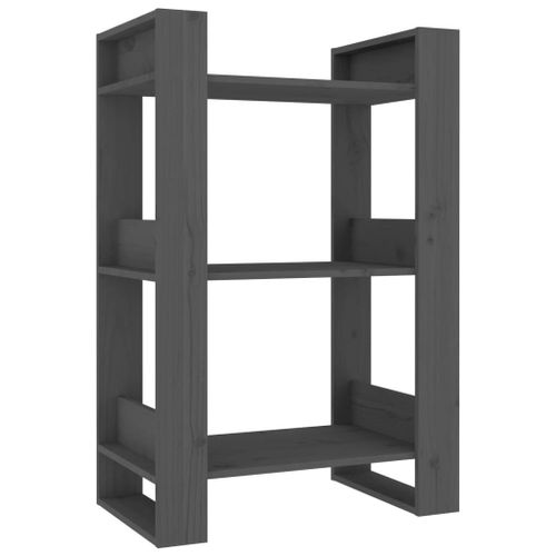 Vidaxl Bibliothèque/Séparateur De Pièce Gris 60x35x91 Cm Pin Solide
