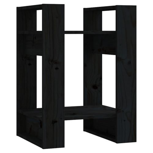 Vidaxl Bibliothèque/Séparateur De Pièce Noir 41x35x57 Cm Pin Solide