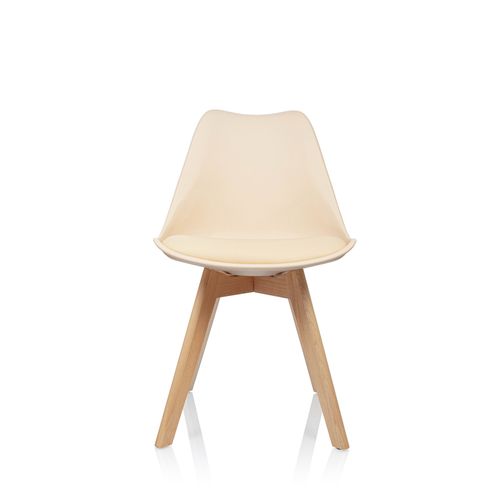 Siège Visiteur / Chaise Coque Scandi Plastique Beige Set Dans Un Lot De 4 Hjh Office