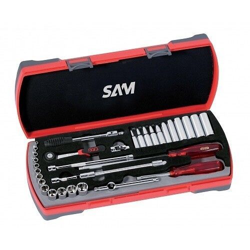 Coffret 1/4'' cliquet, douilles et accessoires - 33 pièces SAM OUTILLAGE