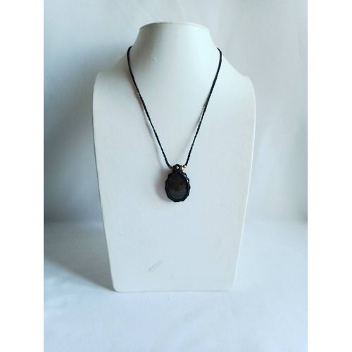 Collier Pierre Obsidienne Argenté Ajustable