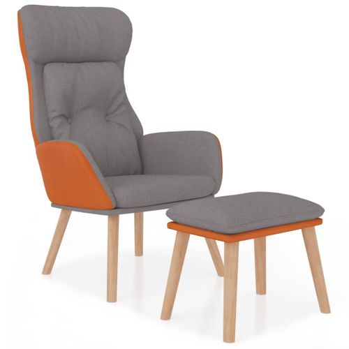 Vidaxl Chaise De Relaxation Repose-Pied Gris Clair Similicuir Et Tissu