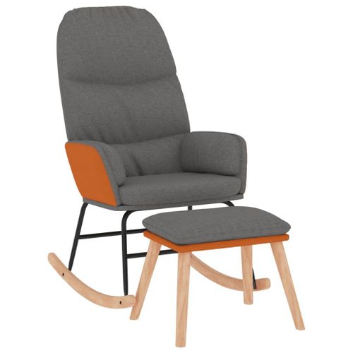 Vidaxl Chaise À Bascule Avec Tabouret Gris Clair Tissu