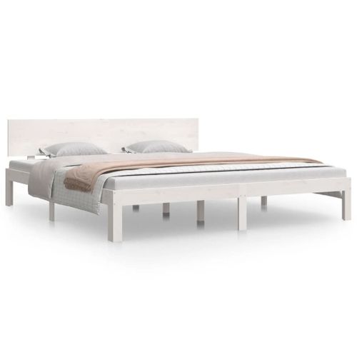 Vidaxl Cadre De Lit Blanc Bois Massif 180x200 Cm Super King