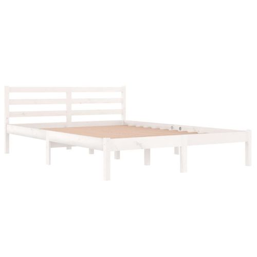 Vidaxl Cadre De Lit Bois Massif De Pin 140x200 Cm Blanc