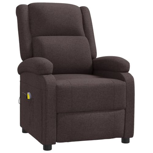 Vidaxl Fauteuil Inclinable De Massage Marron Foncé Tissu
