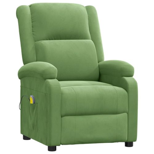 Vidaxl Fauteuil De Massage Inclinable Vert Clair Velours
