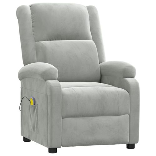Vidaxl Fauteuil De Massage Inclinable Gris Clair Velours