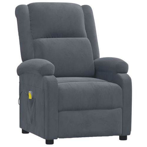 Vidaxl Fauteuil De Massage Inclinable Gris Foncé Velours