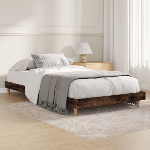 Vidaxl Cadre De Lit Sans Matelas Chêne Fumé 90x190cm Bois D'ingénierie