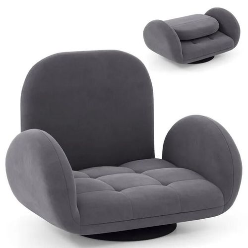 Fauteuil De Sol Pliant Costway-Pivotante-Dossier Et Accoudoirs Réglables-Grand Confort-Charge De 150kg-89-59 X 72 X 46-63 Cm-Gris