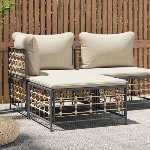 Vidaxl Tabouret De Jardin Avec Coussin Beige Résine Tressée