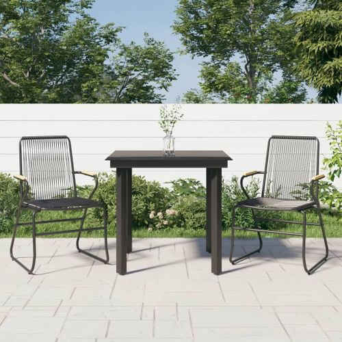 Vidaxl Ensemble À Manger De Jardin 3 Pcs Noir Rotin Pvc