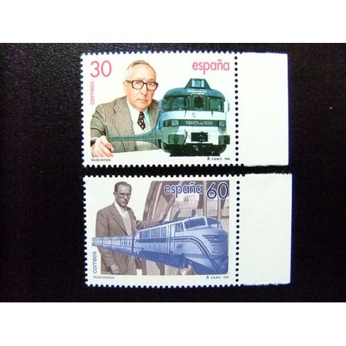 110 Espagne 1995 / Train (Alejandro Goicoechea) / Edifil 3347 / 3348 ** Yvert 2939 / 2940 Mnh