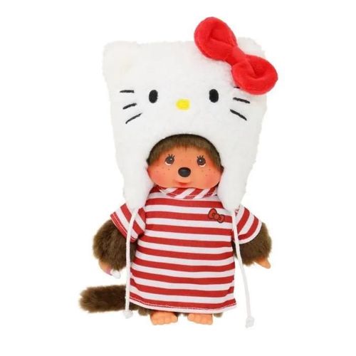 Peluche Monchhichi Hello Kitty - Bandai - Douce Peluche