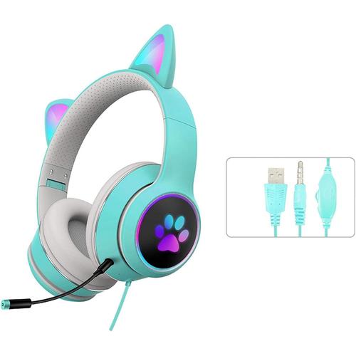 POHOVE Casque audio Bluetooth avec oreilles de chat - 3,5 mm - Filaire -  Son stéréo - Pliable - Avec RVB - Pour iPhone/ordinateur portable/PC/TV  (rose)