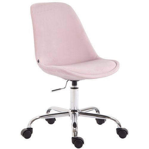 Chaise De Bureau Sur Roulettes En Tissu Velours Rose Bur10353