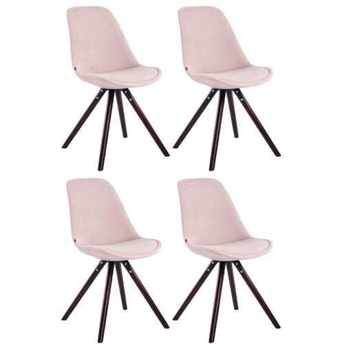 4 Chaises De Salle À Manger Style Scandinave En Velours Rose Pieds Rond En Bois Marron Cds10322