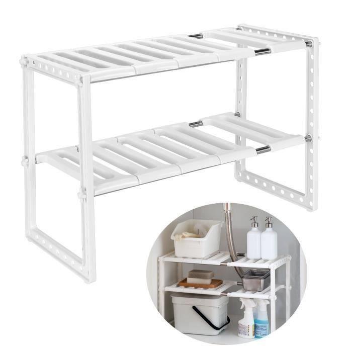 Etagère de Rangement sous Évier Rack de Stockage Extensible Organisateur  Rangement de Cuisine Maison Gain de Place Meuble Etagère