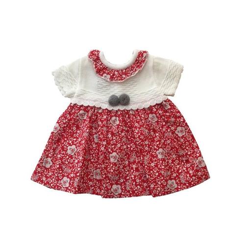 Baby Fashion Vestido Punto Y Tela Rojo