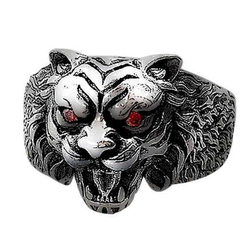 Bague En Argent Massif S925 Pour Hommes, Anneau Rétro Thaïlandais En Argent Pur, Ouvert À La Mode, Trois Dimensions, Tête De Tigre