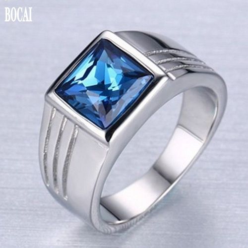 Bague En Acier Inoxydable Avec Diamant Bleu Pour Homme, Meilleure Vente À La Mode, Nouvelle Collection 2020