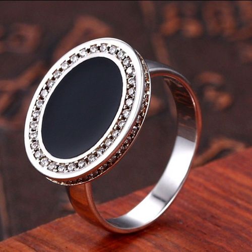 Bague En Argent Et Cristal Noir Pour Homme, Nouveau Bijou Solide En Caoutchouc, À La Mode, Simple, S925