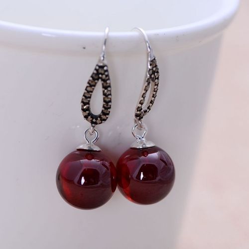 Bijoux En Argent Noir 925, Boucles D'oreilles En Grenat Incrusté, 053142w, Pour Femme, Course De Chevaux, Vente En Gros