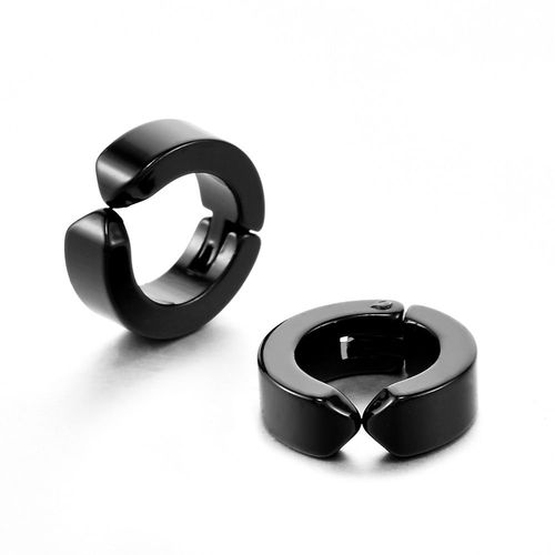 Zense - Boucles D'oreilles Homme Acier Noir Sans Perçage Des Oreilles Ze0070