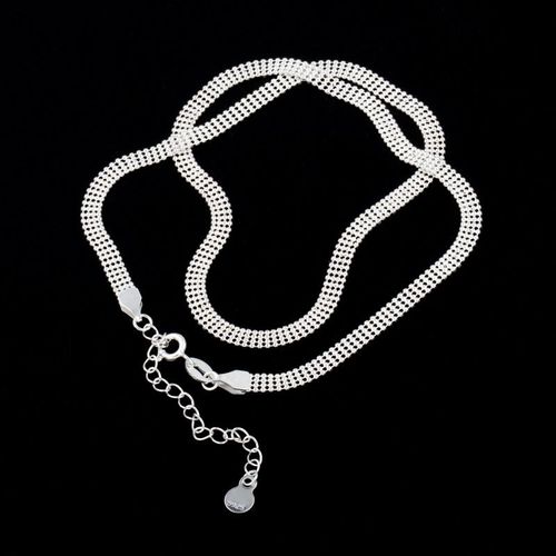 Collier À Paillettes Scintillantes Pour Femmes, En Argent 100%, Tissé, Perle Ronde, Large Chaîne, À La Mode, Nouveau, S925