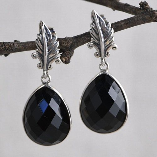 Boucles D'oreilles En Forme De Feuille Pour Femmes, Nouveau Modèle De Boucles D'oreilles Rétro En Argent 100% S925, Véritables Et Solides En Argent 925, Goutte En Agate
