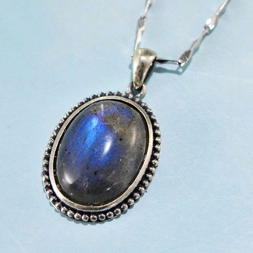 Pendentif Ovale Pour Femme, Bijoux En Argent Véritable S925, Labradorite Bleue, Romantique, À La Mode, 2021