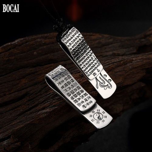 Bijoux En Argent Pur S999, Pendentif En Six Mots, C¿Ur, Sutra, Gossip, Doré, Léger, Mantra, Thaïlandais, Pour Hommes Et Femmes, Nouveauté 100%