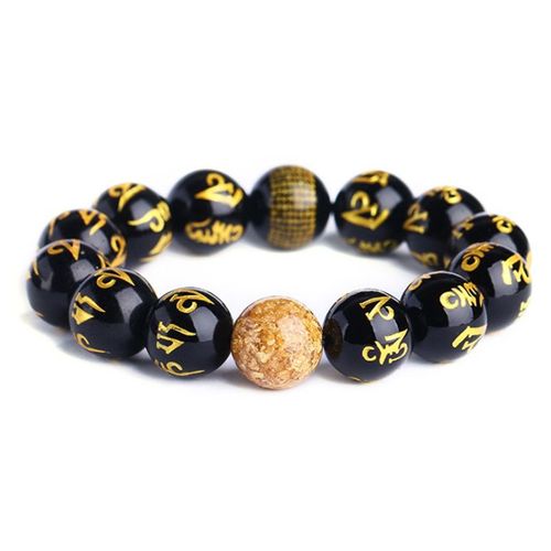 Bracelet En Obsidienne Noire Pour Hommes, 10-16mm, Perles Rondes, Bijoux, Breloque, 2019