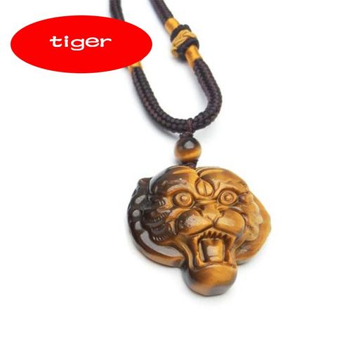 Pendentif En Pierre Naturelle ¿Il De Tigre Pour Hommes Et Femmes, Collier Doré En Jade
