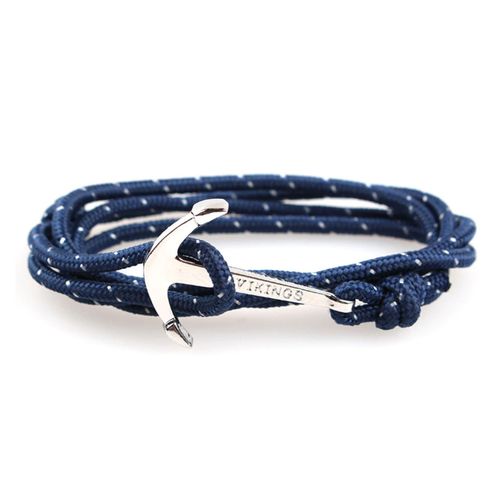 Zense - Bracelet Bleu Cordon Ancre Marine Ajustable Zb0316