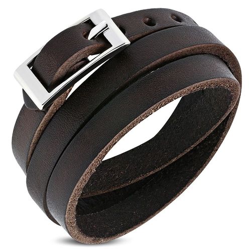 Zense - Bracelet Homme En Cuir Noir Triple Enroulement Zb0274