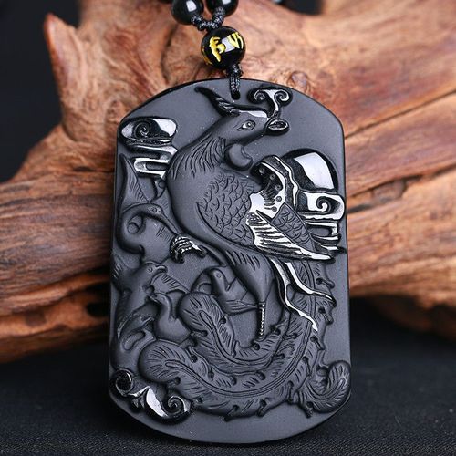 Pendentif Phoenix En Obsidienne Noire, Collier Porte-Bonheur, Reine, Bijoux En Jade Pour Femmes, Livraison Directe