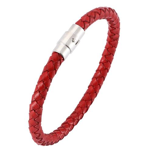 Zense - Bracelet En Cuir Tressé Pour Homme De Couleur Rouge Zb0258