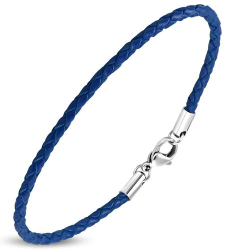 Zense - Bracelet Homme En Cuir Fin De Couleur Bleue Zb0243
