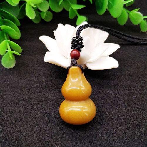 Pendentif De Vase En Jade Jaune, Gourde Pour Hommes, Bijoux Pour Femmes Avec Chaîne En Jade Noir