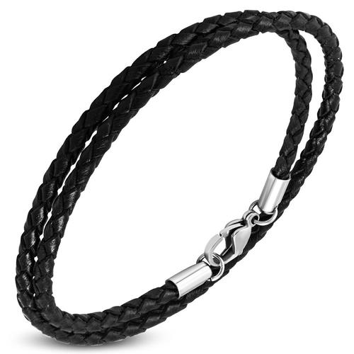 Zense - Bracelet Homme En Cuir Noir Double Enroulement Zb0239