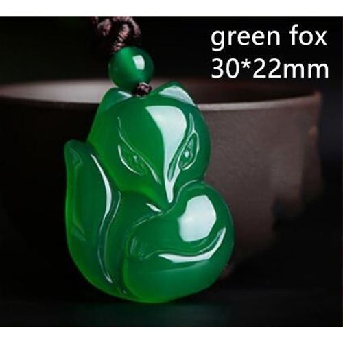 Pendentif En Agate Et Renard Pour Hommes Et Femmes, Collier En Jade Vert, Amulette Porte-Bonheur, Bijoux De Bon Augure