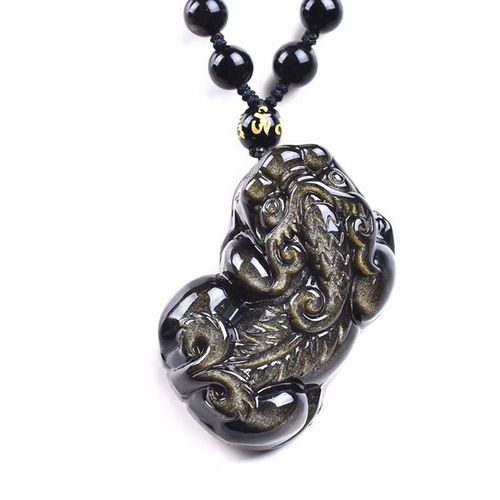 Pendentif Obsidienne Pixiu En Or, Grand Pendentif En Pierre D'énergie, Bijoux En Jade Pour Femmes, Bijoux D'amoureux